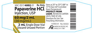 American Regent, Inc. Issues Voluntary Nationwide Recall of One Lot of Papaverine Hydrochloride Injection, USP 60 mg/ 2 mL Due to the Presence of Visible Particulate Matter